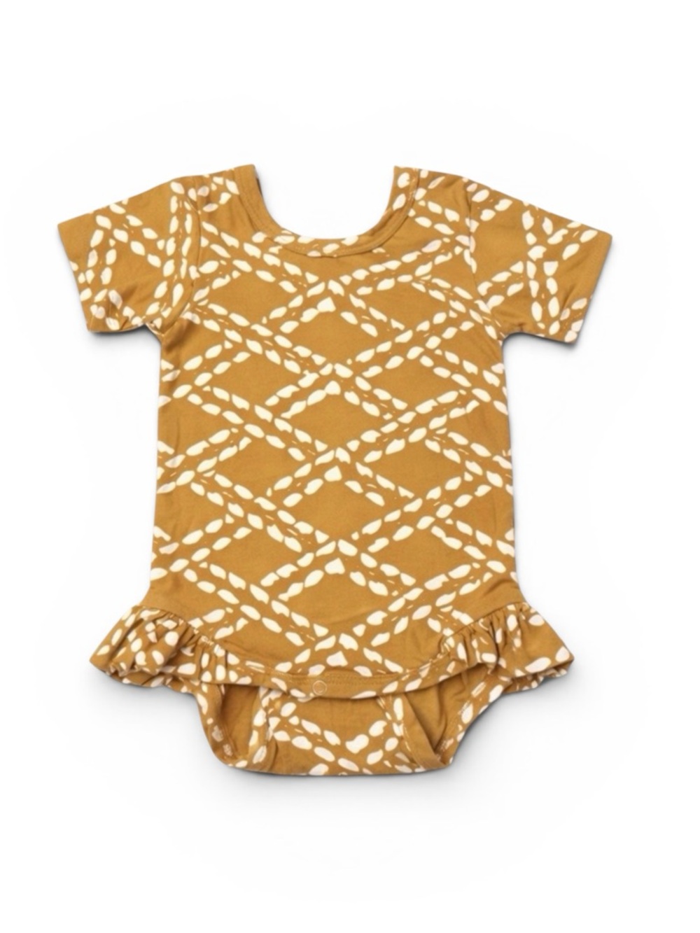 Kate Quinn Baby Girl 18-24M Mustard Organic Cotton Ruffle Short Sleeve Romper
